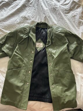 SAGE GREEN OVERSIZED LEATHER JACKET